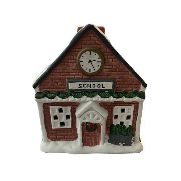 1995 Winter Valley Village School House Christmas Box Cord No Steeple Paint Chip - Picture 1 of 10